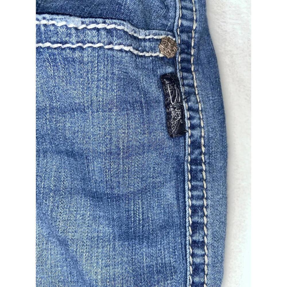 Silver Womens Twisted Surplus Boot Leg Jeans Blue Stretch Whiskered Denim 34x28 - Picture 4 of 14